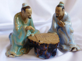 Vtg Shiwan Artistic Ceramic China Mudmen Lot Of 3 Playing Board Game Figurine - £35.30 GBP