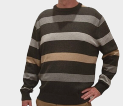 Daniel Cremieux Sz XXL Men Striped Sweater Charcoal Supima Cotton Crew Neck NEW - £17.30 GBP