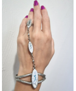 925 STERLING SILVER TURQUOISE AND ABALONE UNICORN CUFF BRACELET CHAINED ... - $164.89 CAD