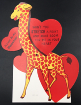 VTG 1950&#39;s Die Cut Mechanical Valentines Card Happy Giraffe 7&quot; x 9&quot; 845/3 ACG - $13.99