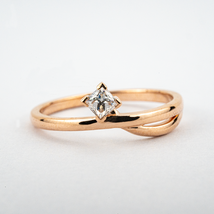 Minimalist Moissanite Engagement Promise Ring Rose Gold Wedding Ring - $300.00+