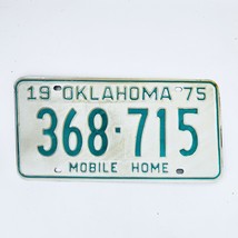 1975 United States Oklahoma Base Mobile Home License Plate 368-715 - £14.76 GBP