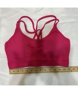 Fushcia Yoga Sports Bra Hot Pink Strappy Removable Pads Size Medium - $20.77 CAD