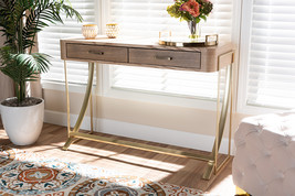 Lamaria Natural Brown and Gold Finished 2-Drawer Console Table - $251.00