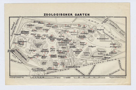 1909 Antique Map Of Berlin Zoo Zoological Garden Zoologischer Garten / Germany - £15.16 GBP