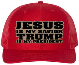 Jesus Is My Savior Trump Is My President Leather Patch Front Hat Trump 2024 - £20.55 GBP