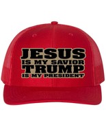 Jesus is my savior Trump is my President LEATHER PATCH FRONT Hat TRUMP 2024 - £20.72 GBP