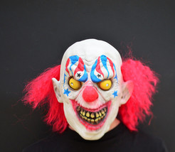 Halloween Clown Mask With Hair Creepy Evil Scary Sinister Clown - £10.95 GBP