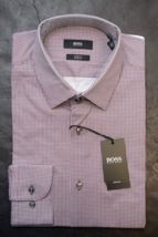Fabriqué En Italie HUGO BOSS Hommes Hank Kent Slim Fit Stretch Robe Coton Shirt - £53.93 GBP