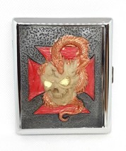 Fujima Raised Emblem Glowing Eyes Red Dragon King Size Cigarette Case W/... - $9.89