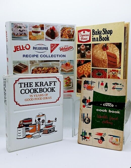 Primary image for Lot of 4 Brand Name Recipe Collection Cookbooks Duncan Hines Kraft Cutco Jell-O