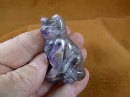 (Y-CAT-SIC-775) purple Amethyst KITTY CAT gemstone carving figurine ston... - £14.01 GBP