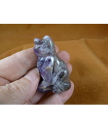 (Y-CAT-SIC-775) purple Amethyst KITTY CAT gemstone carving figurine ston... - £13.78 GBP