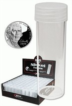 COIN STORAGE TUBES, round clear plastic w/ screw on tops for NICKELS (Qu... - $4.50