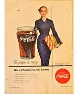 Coca Cola Drink Flight Attendant Airlines Eddie Fisher-1954 Vintage Prin... - $183.09 MXN
