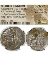 Alexander I Balas. APOLLO on Omphalus SELEUKID Kingdom NGC Choice VF Sil... - $436.05