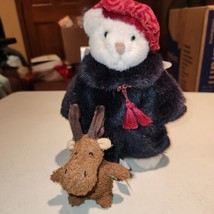 NEW old stock Russ Berrie Plush Teddy Bear Sasha Retired w/ bonus mini moose  - £18.94 GBP