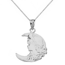 925 Sterling Silver Art Nouveau Lady in Crescent Moon Pendant Necklace - £26.91 GBP+