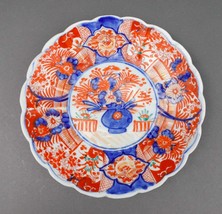 Antique Japanese Imari Hand Painted Floral Porcelain Scalloped Plate 9 3/4&quot; - £159.86 GBP