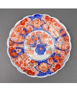 Antique Japanese Imari Hand Painted Floral Porcelain Scalloped Plate 9 3/4&quot; - £158.02 GBP