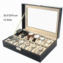 12 Grids Watch Display Box Case PU Leather Jewelry Display Storage Box 12 SLOTS - £31.84 GBP