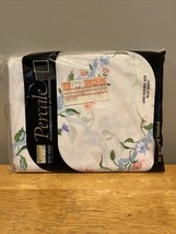 Vintage Percale Double Flat Sheet Linens Floral Pattern Montgomery Ward - $555.84 MXN