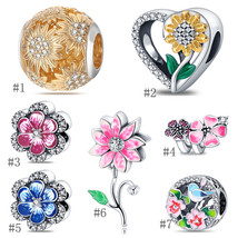 S925 Sterling Silver Pandora Chrysanthemum Pendant, Flower Pendant,Gift ... - $13.99