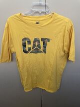 Cat Caterpillar Workwear Mens Shirt Size XXL Yellow Camouflage Logo Shor... - $12.43