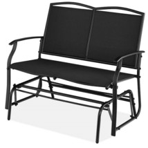 2 Seat Mesh Patio Loveseat Swing Glider Rocker with Armrests in Black - $3,877.91 MXN