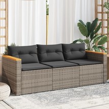  Garden Sofa Grey PE rattan, powder-coated steel, solid acacia wood - $4,807.94 MXN