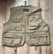 REMINGTON Vest Size XL Hunting Multi-Pocket Fly Fishing Tan Khaki Full Zip - $27.69