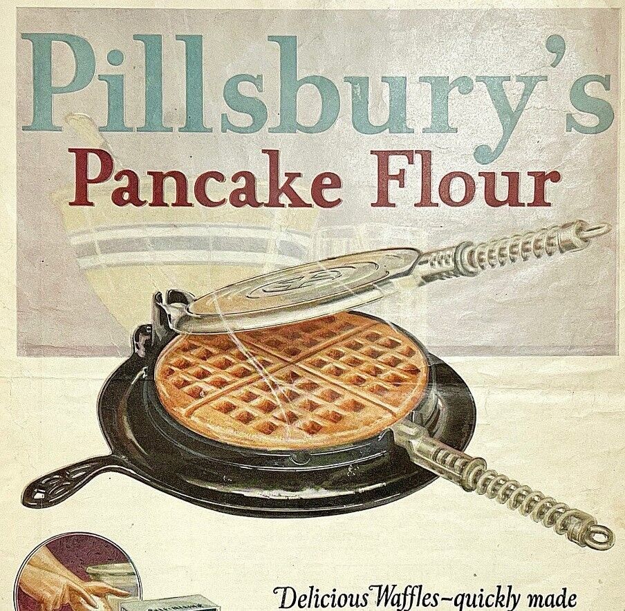 Antique 1924 Pillsbury Pancake Flour XL Advertisement Baking Ephemera 14 x 11.25 - £30.67 GBP