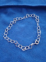 Dainty 925 Sterling Silver Open Heart 7-in Long Bracelets Free Shipping  - $369.57 MXN