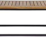 Outdoor Industrial Acacia Wood And Iron Bench, Teak And Black - $314.99