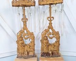 Pair of Antique Victorian Girandole Candelabra Candlesticks w/Prisms 14.... - $194.78