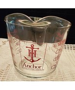 ANCHOR HOCKING GLASS MEASURING CUP OPEN HANDLE RED LETTERING #698 2 CUPS - £8.82 GBP