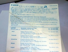 Canon camera International Service network addresses vintage 1980's - $5.08