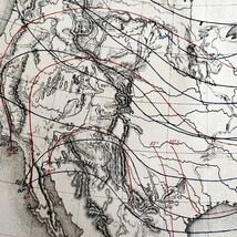 Isothermal Map United States Victorian 1856 Art Plate Print Antique DWT15 - $13.50