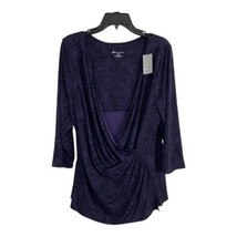 Lane Bryant Womens Shirt Plus Size 18/20 Purple Black V Neck Faux Wrap NEW - £21.75 GBP