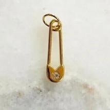 0.20Ct Round Cut Moissanite Safety Pin Pendant Charm 14K Yellow Gold Plated - £110.00 GBP