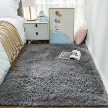 Gray 4 X 5.3 Feet Ophanie Rugs For Bedroom Dorm, Fluffy Fuzzy Soft, Nursery. - £31.37 GBP
