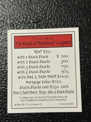 Monopoly Scooby-Doo Collectors Ed. Part: Title  Deed -Ghost Of Redbeard’... - $4.28 Monopoly Scooby-Doo Collectors Ed. Part: Title  Deed -Ghost Of Redbeard’... - $4.28