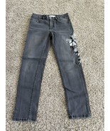 Zara Girls Floral Embroidery Gray Skinny Size 10 Denim - $19.21 CAD