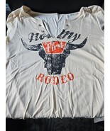 Not My First Rodeo T Shirt Women Medium Rivets on Collar Bull Skull Shor... - €12,38 EUR