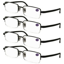 4 Pairs Mens Half Frame Rectangular Reading Glasses Classic Lightweight Readers - £9.51 GBP