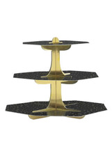 Black Gold Tiered Cupcake Treat Stand 24 Cupcake Holder Party Centerpiece - £7.03 GBP