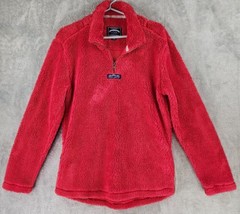 Lauren James Preptec Sweater Womens Small Red Sherpa Fleece 1/4 Zip Pullover - £20.15 GBP