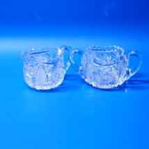 Early American Brilliant (ABP) Cut Glass Hobstar Pinwheel Creamer And Su... - $34.97