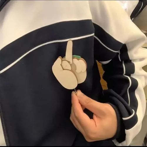 Funny Wooden Middle Finger Brooch - $10.99+