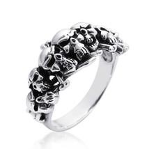 Ominous Pirate Skull and Crossbones .925 Sterling Silver Ring-8 - £19.72 GBP
